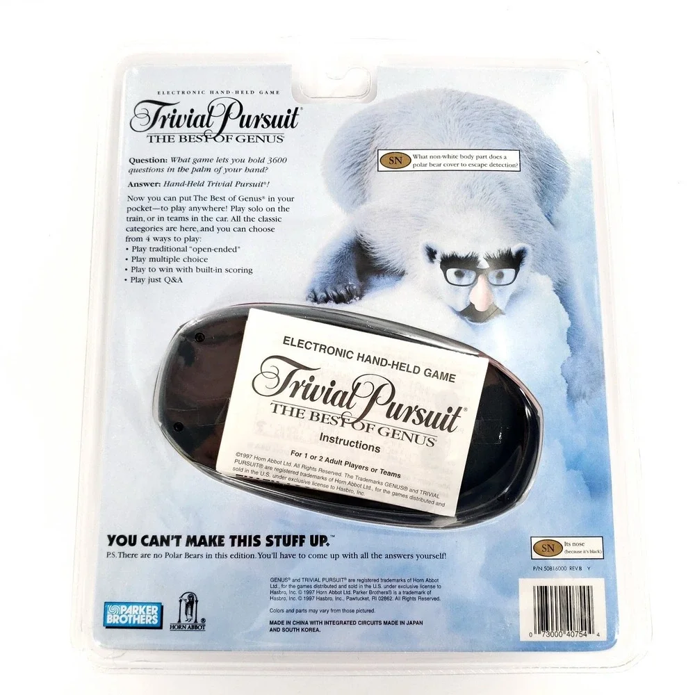 Trivial Pursuit The Best of Genus Electronic Handheld Game 1997 New Sealed